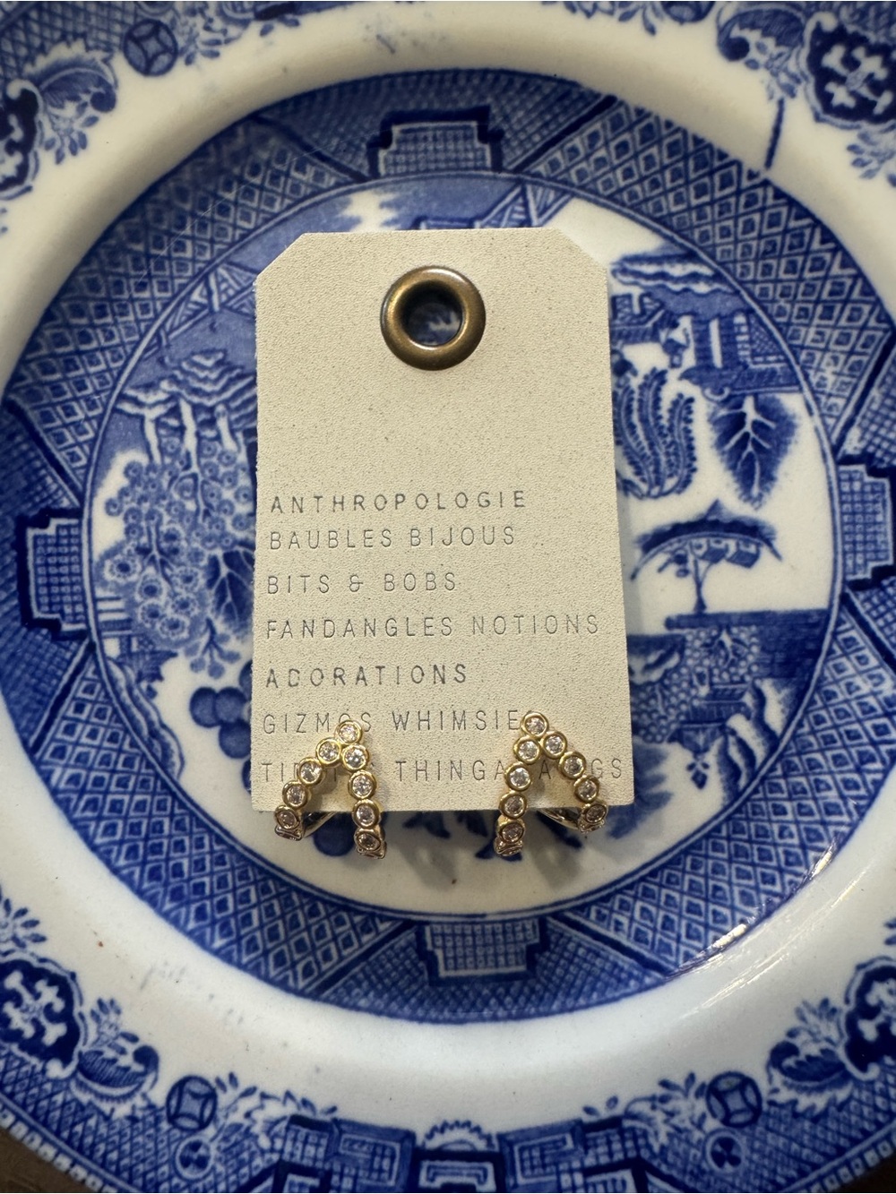 NWT Anthropologie Baubles Bijoux earrings 14k gold plated sparkly stones